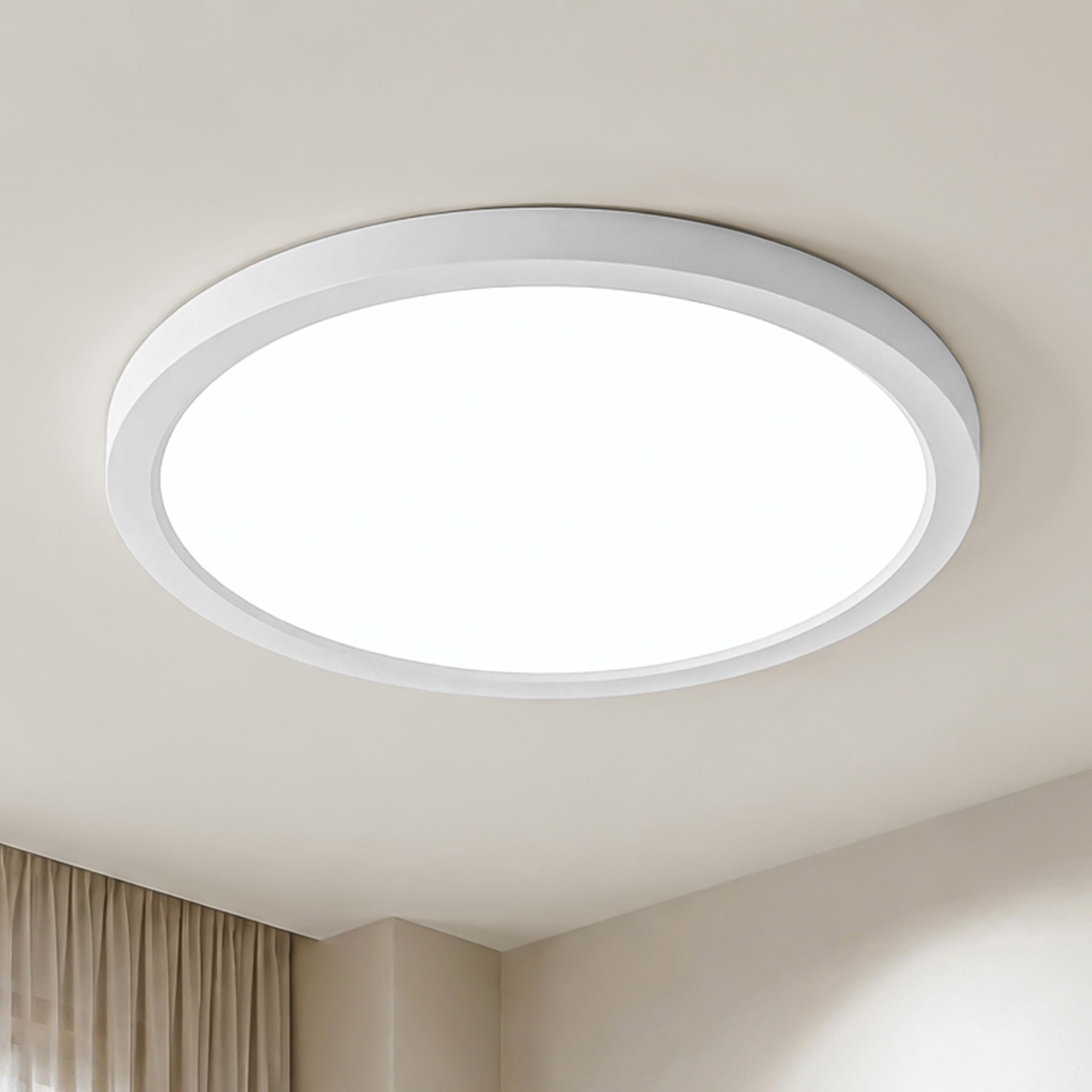 LQWELL® Plafoniera a LED, lampada da bagno impermeabile IP44, rotonda, piatta, 50W 6000K, 5500LM, moderna, semplice e sottile, per soggiorno, bagno, cucina, balcone, cantina, 600 x 25 mm