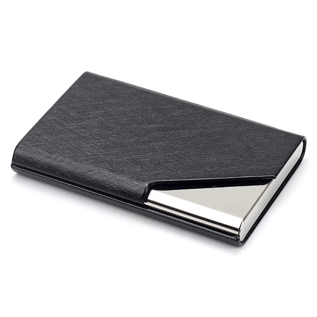 MOBYGKFY Wallet PU Leather Business Card Holder Metal Aluminum Case