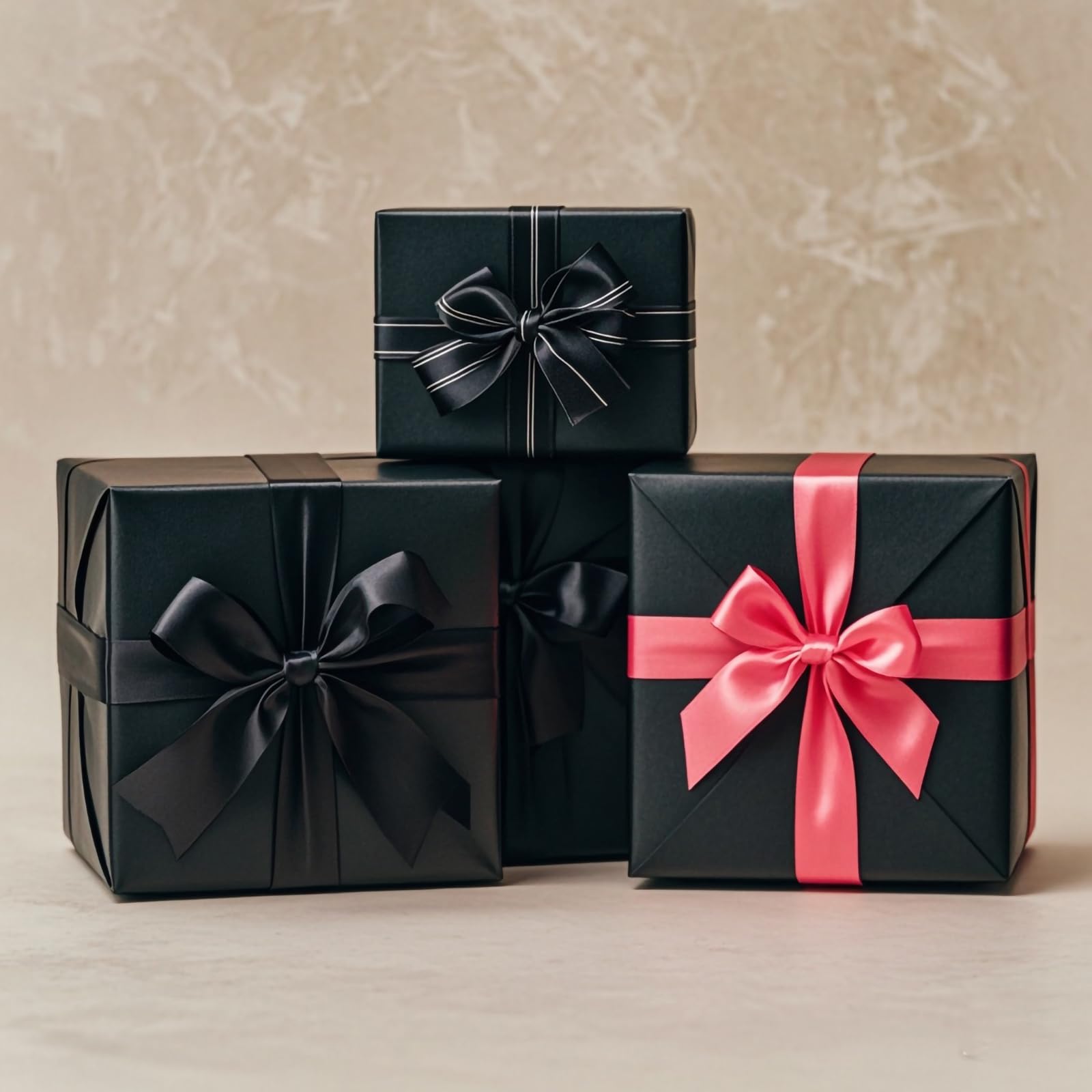 ZINTBIAL - Rollo De Papel De Regalo Negro Mate Con Líneas De Corte