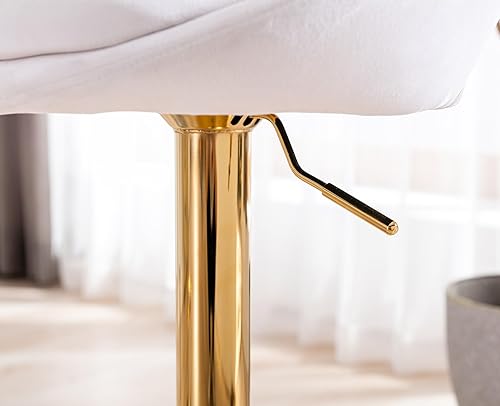 Miniatura 7 de Juego de 2 taburetes de bar giratorios de terciopelo, modernos taburetes de bar ajustables de altura de mostrador, sillas de isla acolchadas