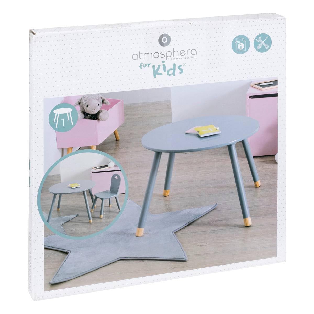 ATMOSPHERA CREATEUR D'INTERIEUR Runder Tisch aus Holz für Kinder, Farbe: Grau