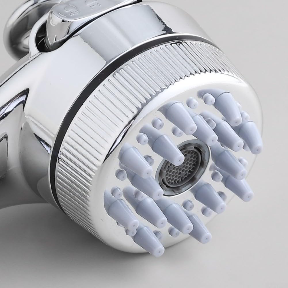 Pomme de douche pour chats et chiens avec pulvérisation réglable et brosse de massage, pour la maison, la salle de bain, le bain (argent)