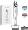 Derma Stamp 140 Pins, Microneedling EMS Vibration Light Care, Microneedling Stamp with 2 Replaceable Heads 0.5mm for Women & Men Facial CareBeardHair Growthbio 6, Silver White