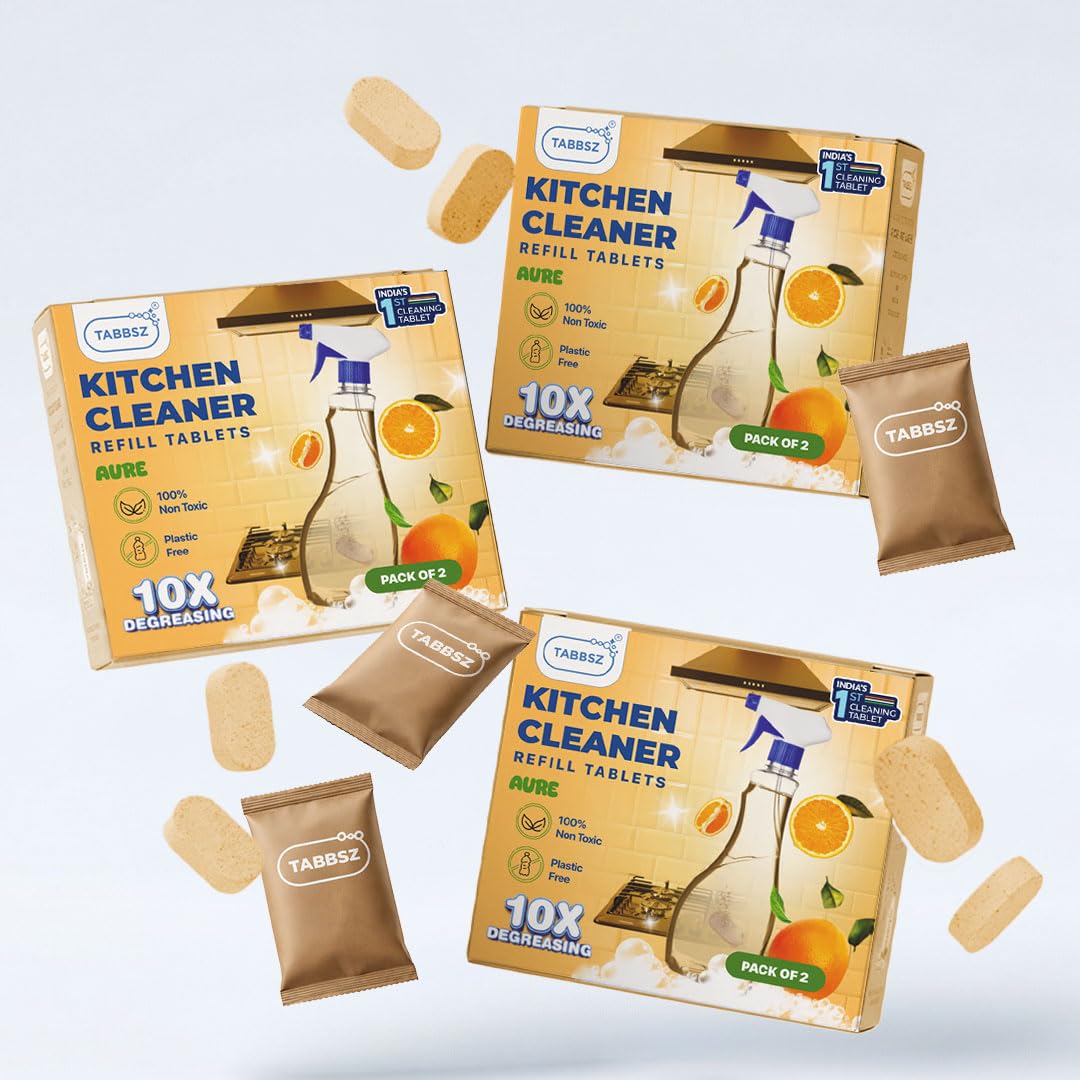 Kitchen Cleaner Refill Tablets 1500ml | Eco-Friendly, Non-Toxic & Plant-Based Formula |Use on Chimney, Counters, Backsplash, Stove, Kitchen Appliances| Aure - 6 Tablets - 1.5 Ltr (6 x 250ml)-image-18