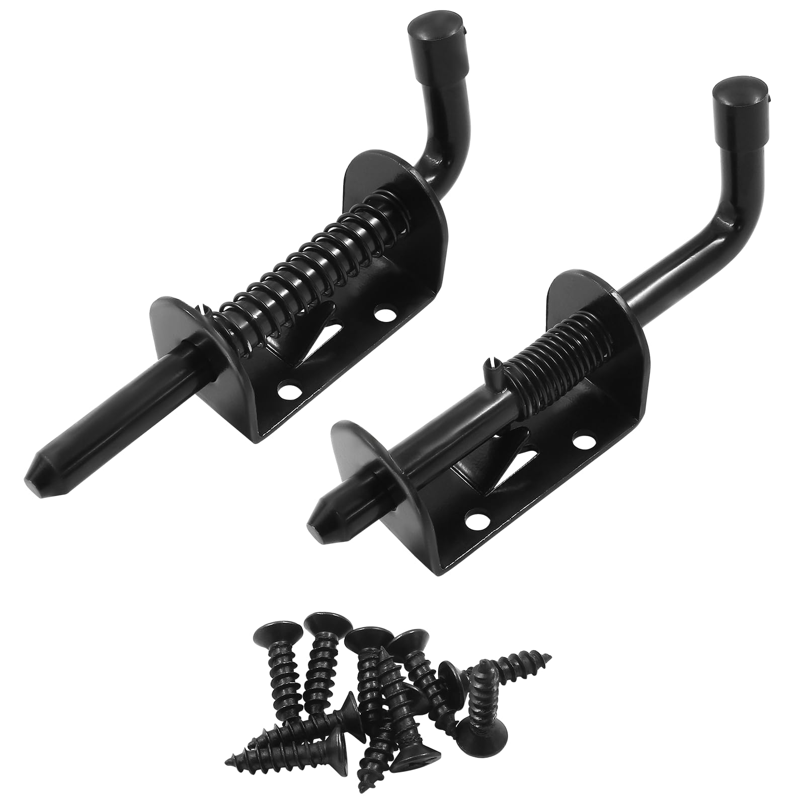 Hordion 2Pcs 5 Inch Spring Loaded Gate Latch Bolt, Stainless Steel Barrel Bolt Heavy Duty, Sliding Door Lock for Doors Cabinets Chests (Black)
