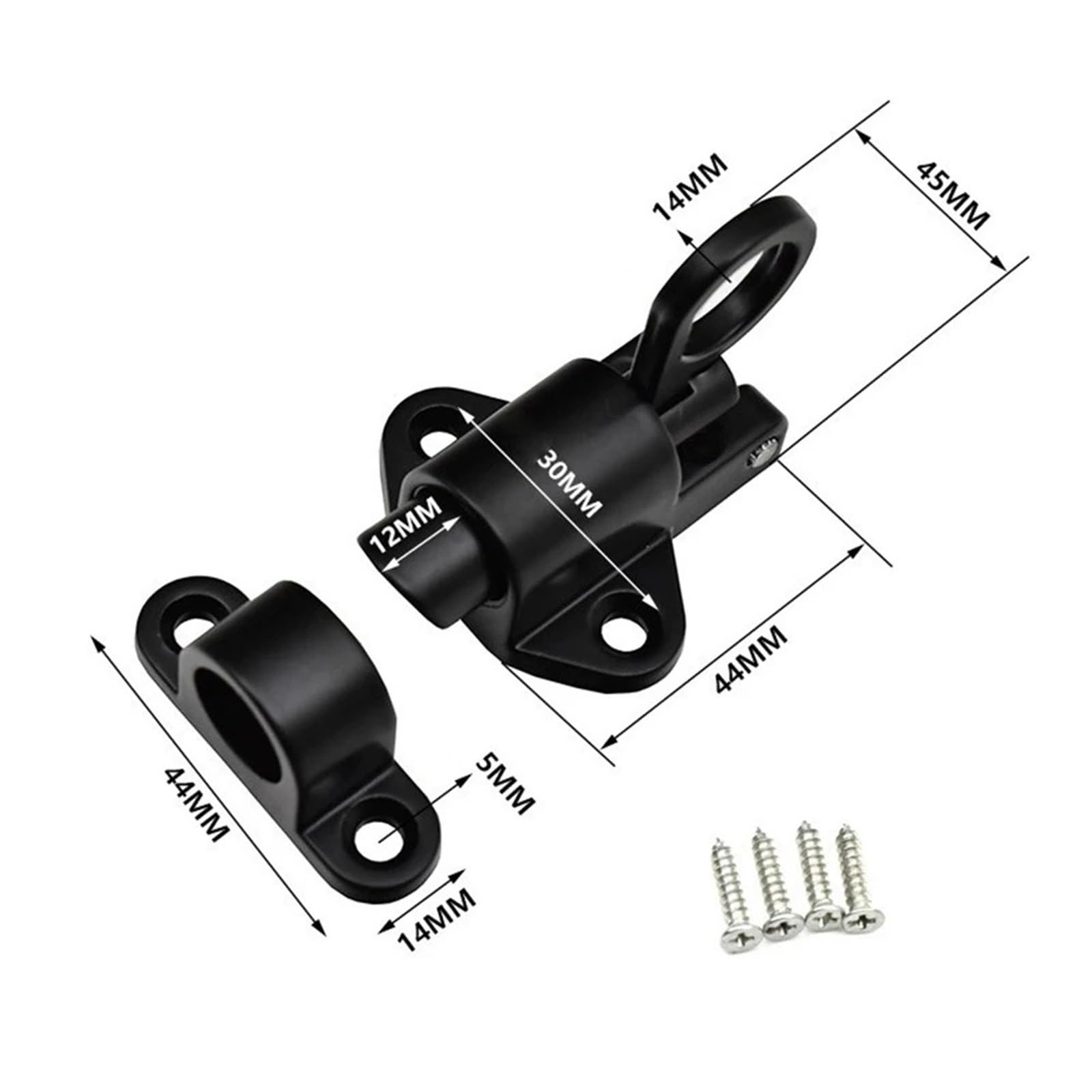 Bolt Lock, Türschloss Riegel, Türriegel aus Aluminiumlegierung Selbstschließende Türbolzen Zugring Federschloss Fenstertor Sicherheitsschlossfänge (Silber)
