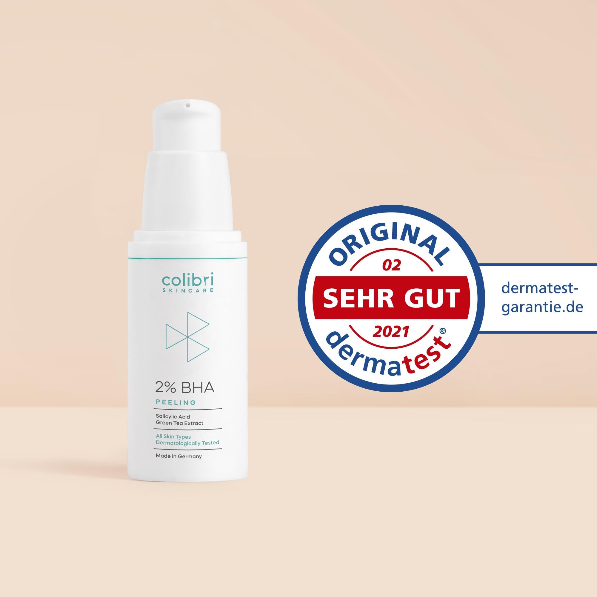 colibri skincare 2% BHA Peeling viso chimico esfoliante con acido salicilico - tutti i tipi di pelle, specialmente grassa e mista - scrub donna e uomo - 30 ml