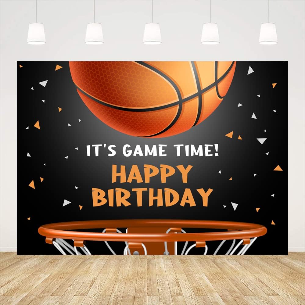 Ticuenicoa 5x3ft Basketball Themed Backdrop Happy Birthday Party Decorations for Teens Kids Game Time Background for Photography Newborn Baby Birthday Party Cake Table Banner