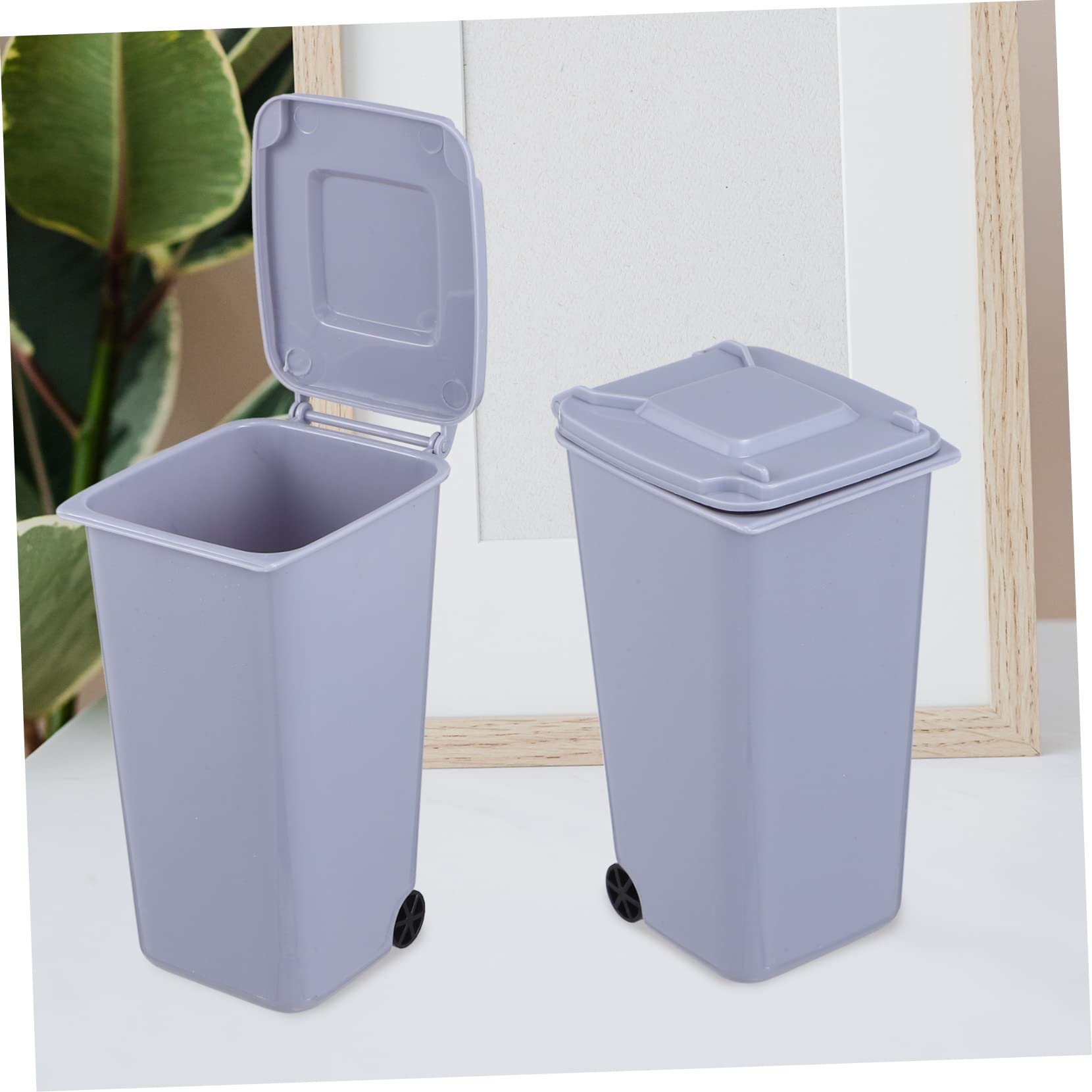 Mini-Mülleimer, Mini-Spielzeug, 8 Stück, Kunststoff, Mini-Mülleimer, Mini-Mülleimer, Kunststoff-Mülleimer, Tisch-Mülleimer, Multifunktions-Stifthalter, Mini-Desktop-Mülleimer, blauer Mülleimer (Farbe: