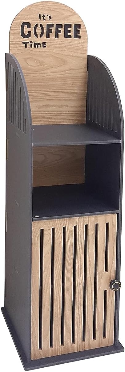 Small Plastic Coffee Corner, Living Room Coffee Table, Coffee Machine Table (Made of Lightweight Plastic) (Black and Brown)