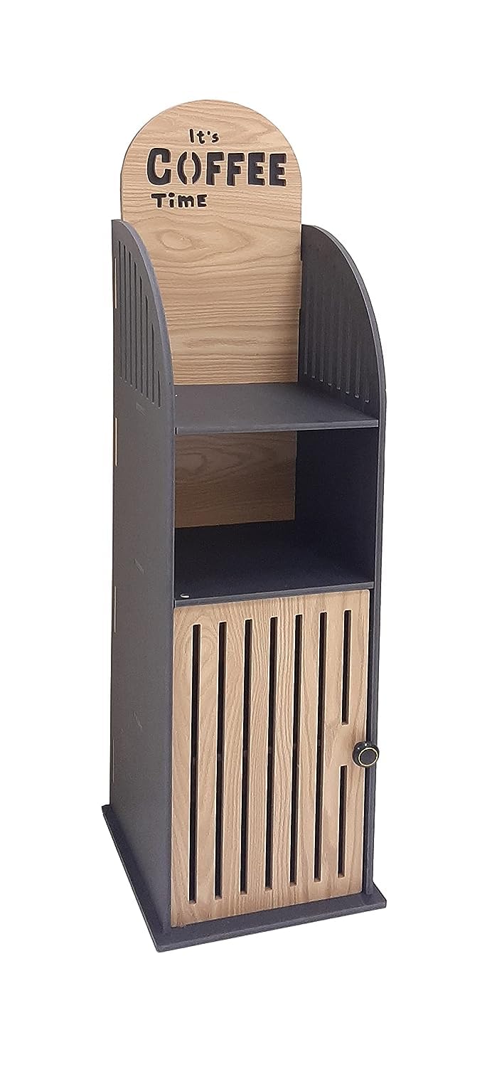 Small Plastic Coffee Corner, Living Room Coffee Table, Coffee Machine Table (Made of Lightweight Plastic) (Black and Brown)