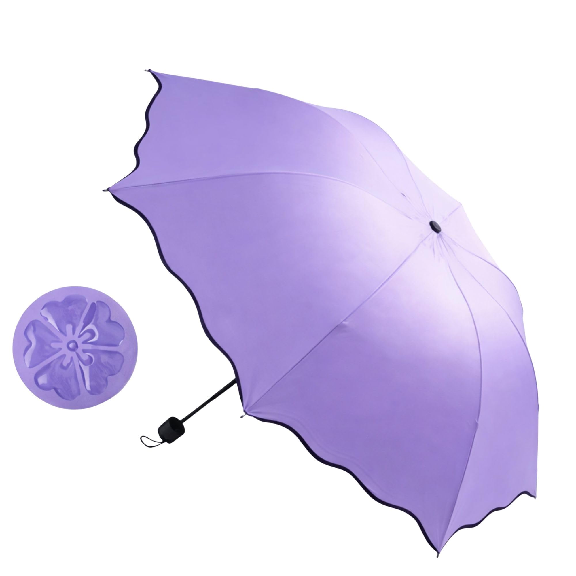 Mini Magic UV Protection Travel Umbrella With Waterproof Cover for Women Folding with Water-Reactive Cherry Blossom Print Lightweight Sun And Rain for Girls-image-17