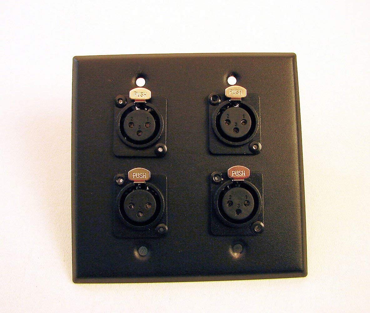 usbargainsound New Genuine ProCraft Stainless 2 Gang Black Plate 4 Female XLR Mic Inputs