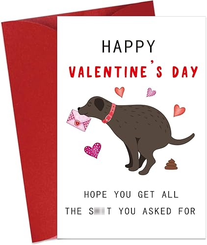Tarjeta de feliz día de San Valentín para marido, novio, amantes de los perros, divertida tarjeta de San Valentín de esposa, novia, tarjeta de