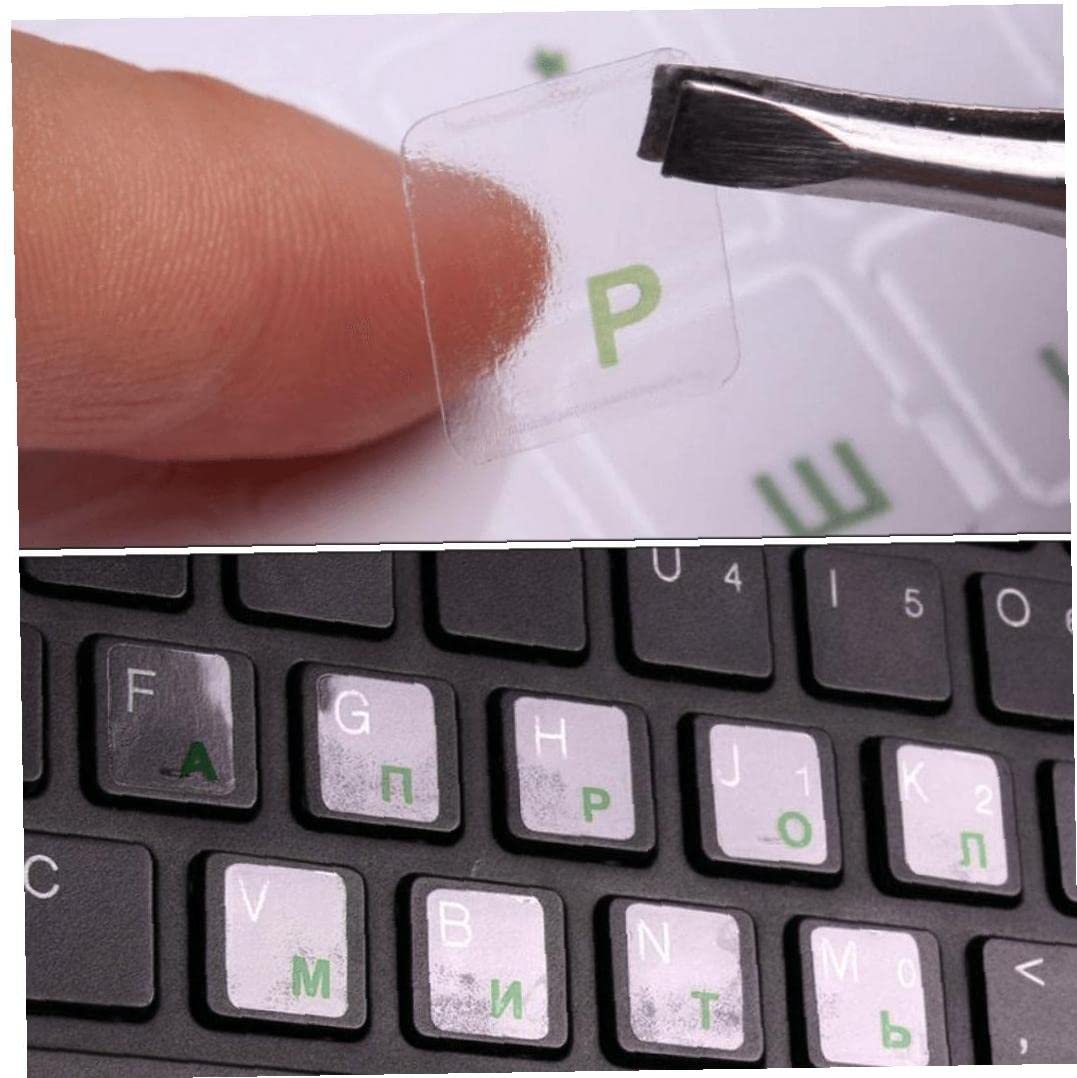 Adesivi per Tastiera Russa Trasparente 2pcs Layout Russia Lettere di Etichetta Alphabet per Laptop per Pc per Computer Notebook