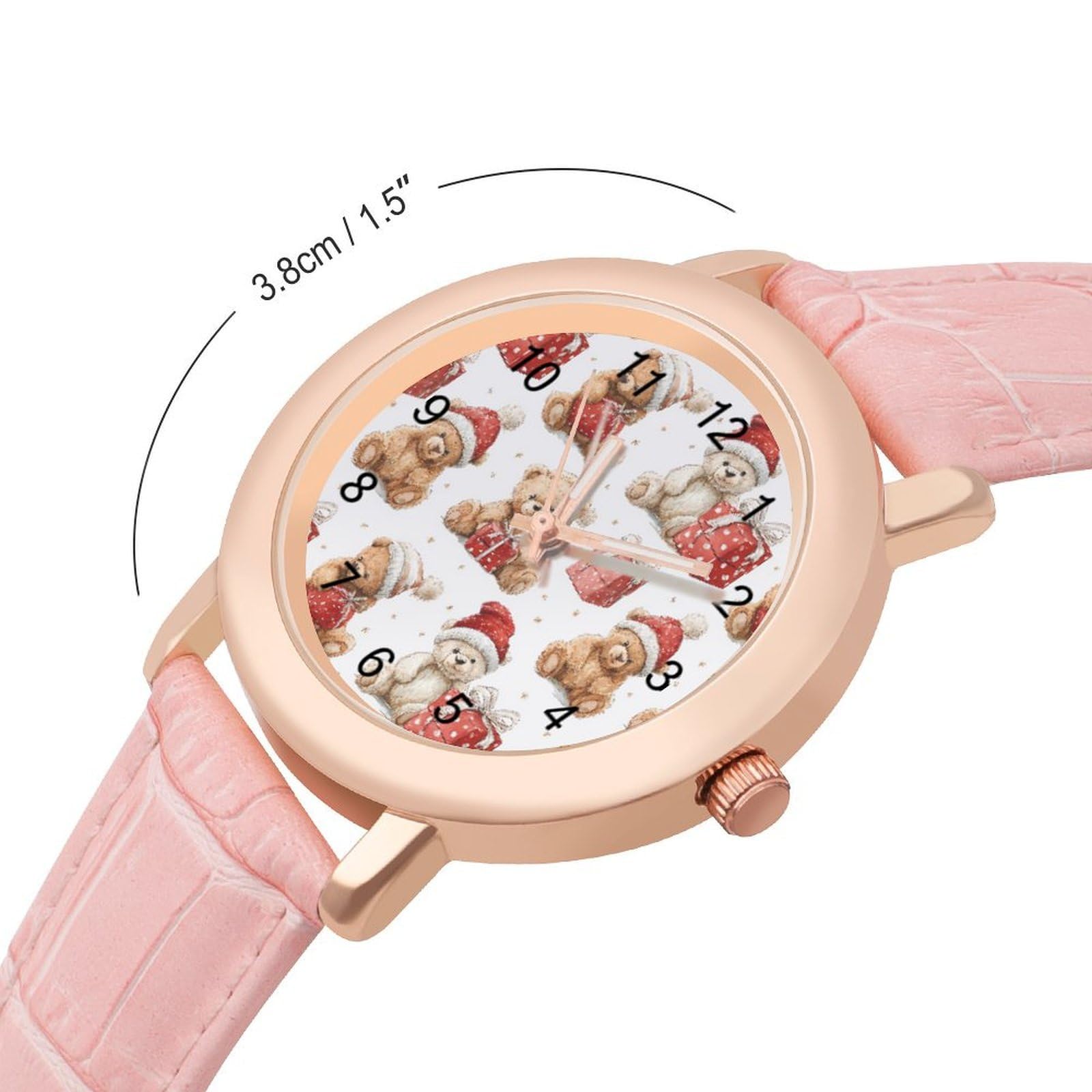 Süße Teddybär-Damen-Armbanduhr, leicht zu lesen, flexibel, drei Zeiger, rundes Gehäuse, Quarzuhr für kleine Handgelenke