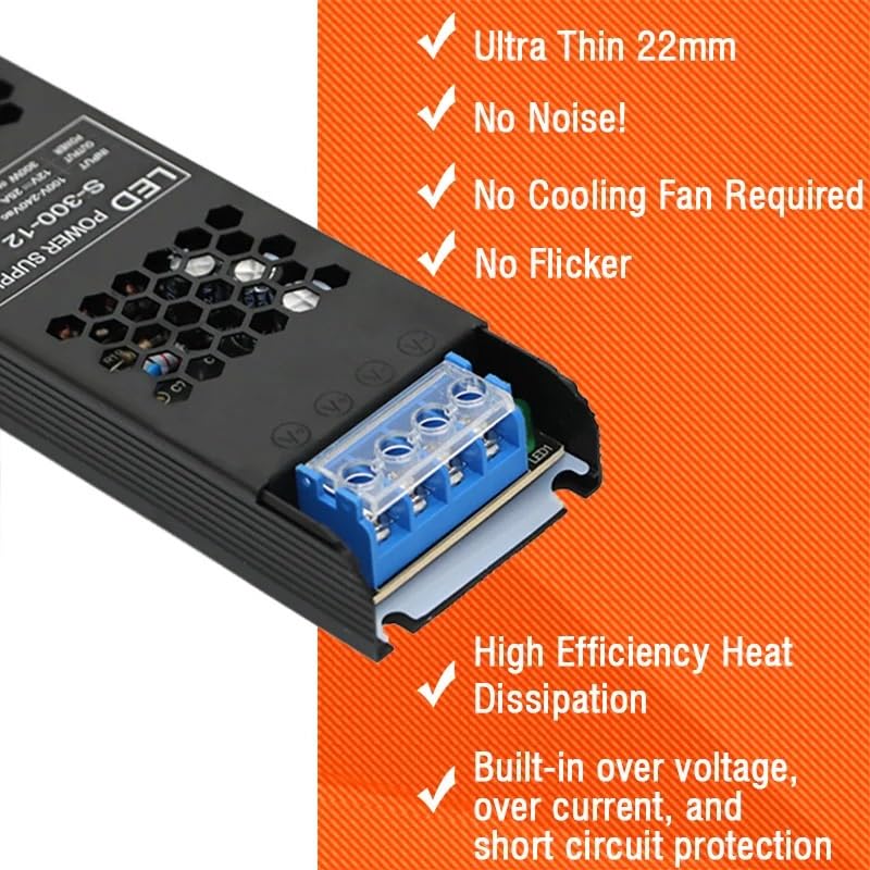 Transformador LED, Controlador ultrafino for tiras LED. Fuente de alimentación de voltaje constante de 12 V CC/24 V. Transformador de iluminación de 60 W, 100 W, 150 W, 200 W, 300 W y 400 W.(400W)