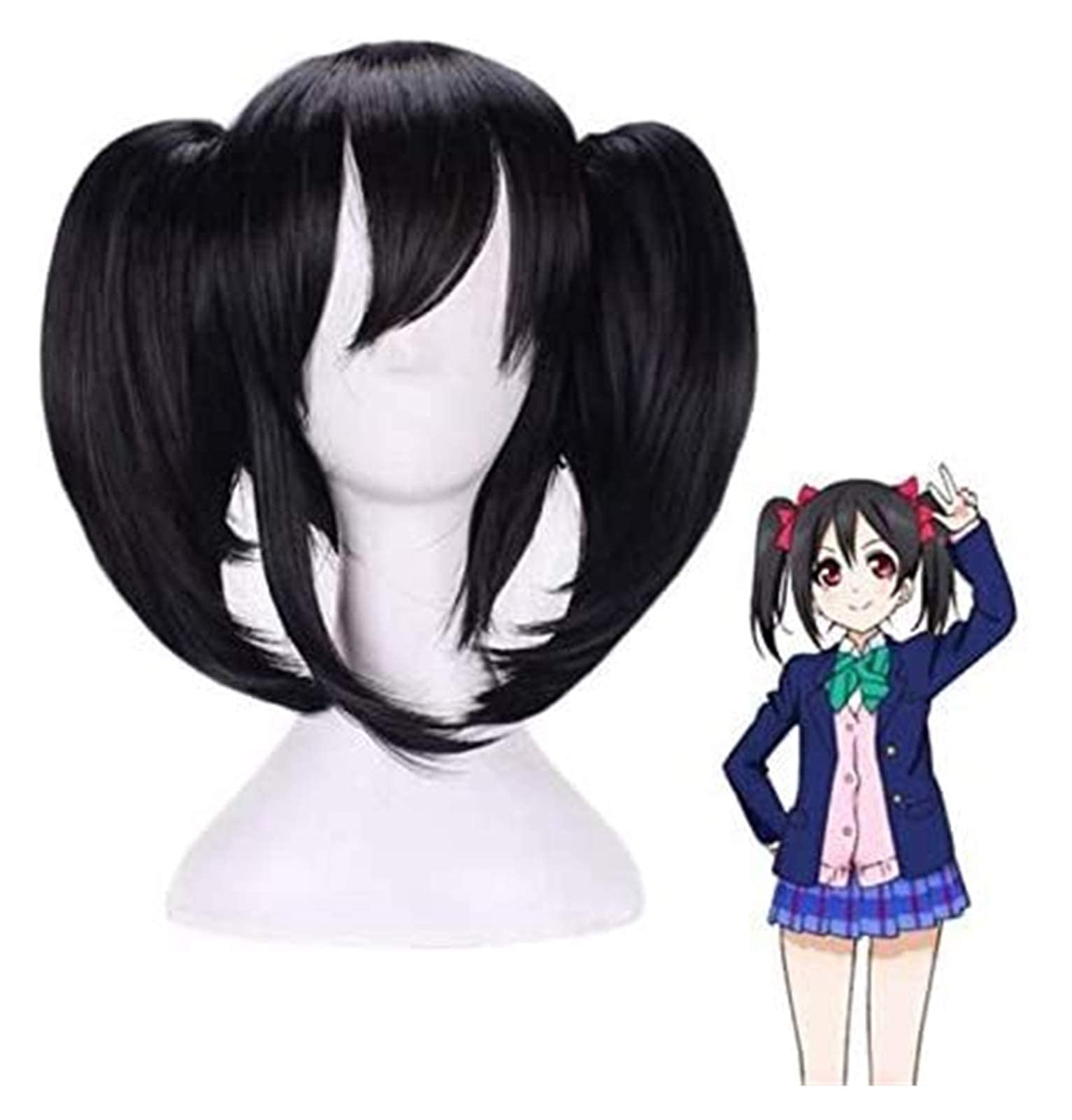 Seupeak Anime LoveLive Nico Yazawa Wig Cosplay Costume Love Live Women Synthetic Black Hair Halloween Party Role Play Wigs