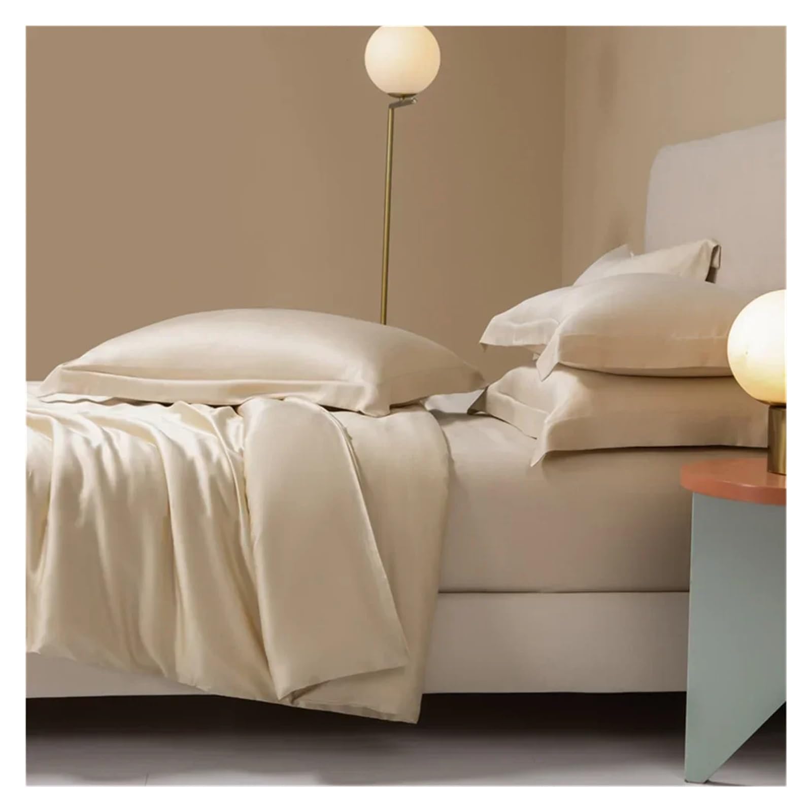Sbcgfy C Solid Olor Silk Bedding Set Queen Kinig Duvet Over Pillowcase Bed Sheet Bedspread Bed Over Set,Otton Duvet,-Queen