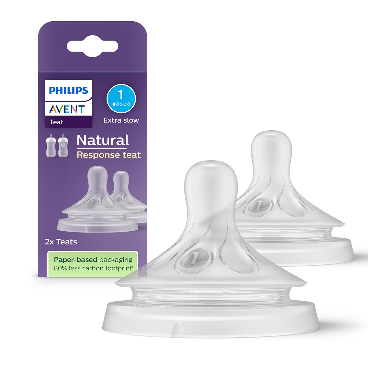 Philips Avent Natural Response Bottle Teat - 2 x Baby Bottle Flow 1 Teats for Newborn Babies, 0 Months, BPA Free (Model SCY961/02) by Toy-Station-image-33