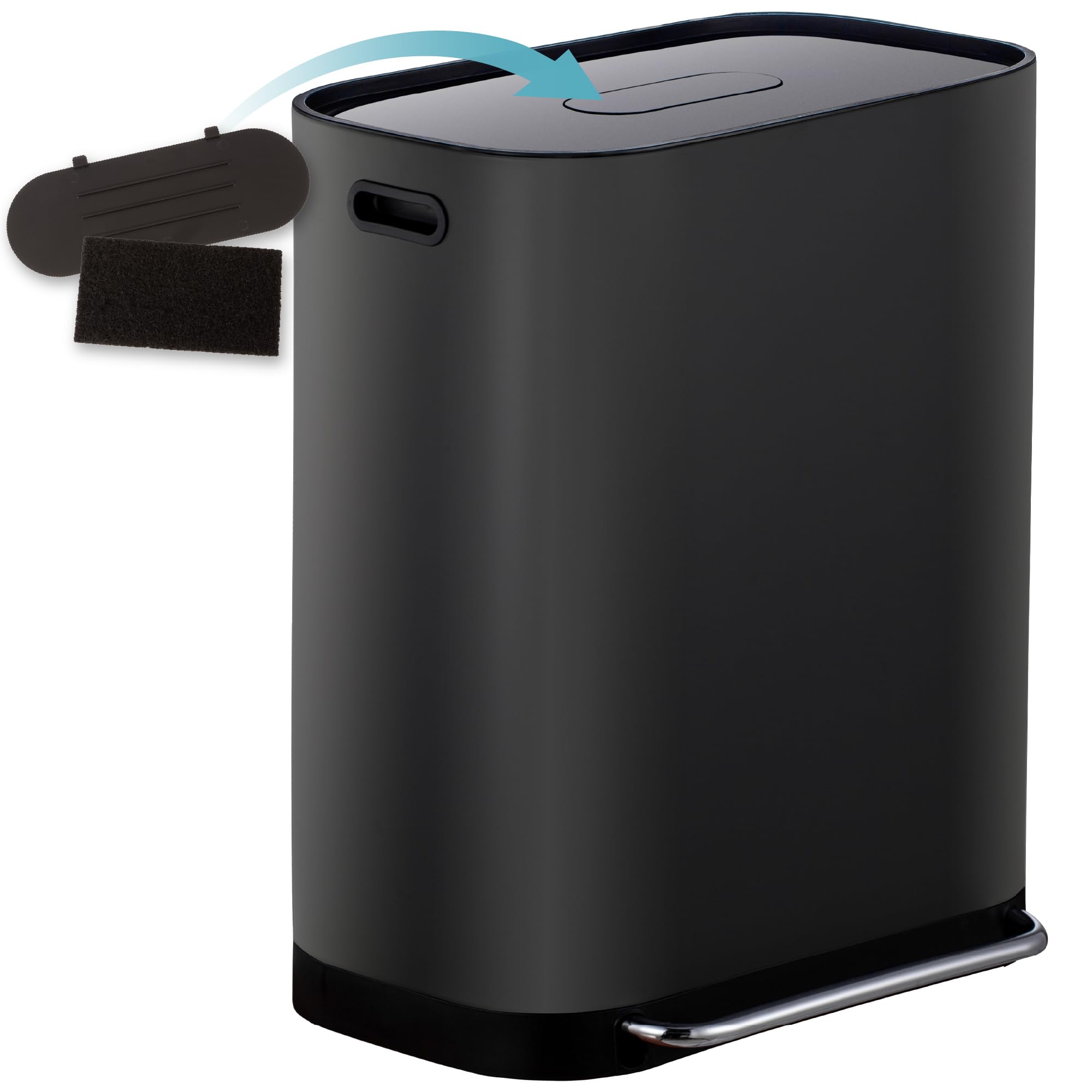 Homra Dual Kitchen Bin 60l – Double Rubbish Bins 2x30l – 2 Compartment Pedal System – Waste&Recycling Separation – Soft Close Design – Inner Buckets with Handles – Stainless Steel – Odour Filter