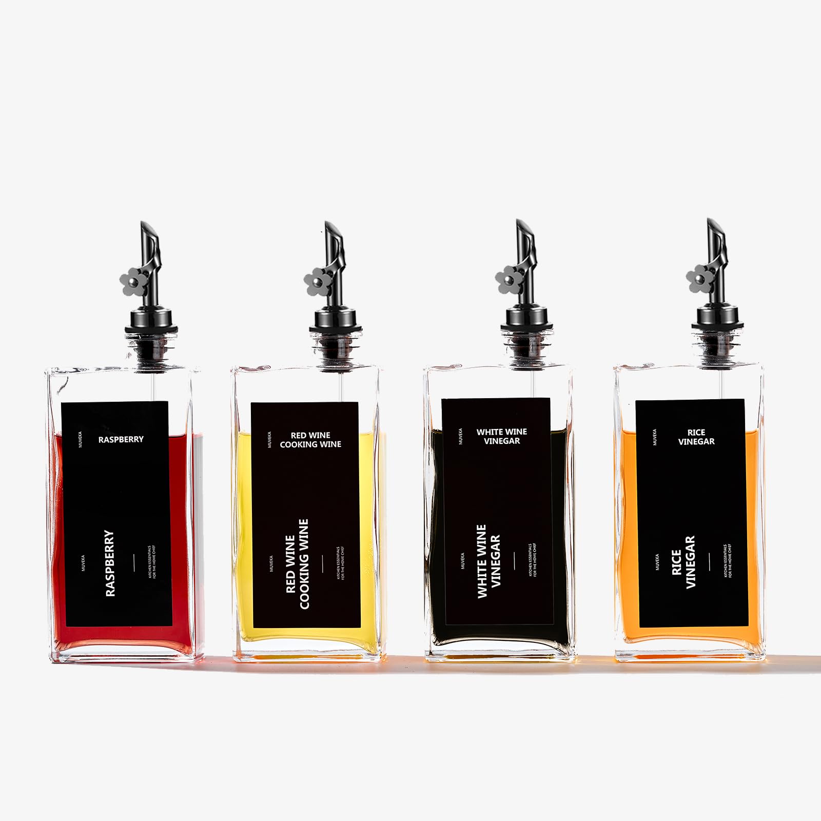 Botella dispensadora de aceite de oliva para cocina, dispensador de vinagre de 500 ml, juego de dispensador de aceite de cocina, vinagrera de vidrio con boquillas vertedoras para vinagre, dispensador