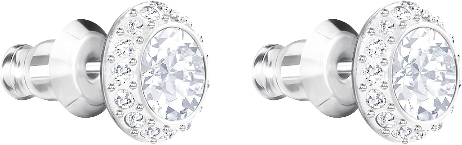 SWAROVSKI Women's Angelic Stud Pierced Earrings, Rhodium Finish, Clear White Crystal : Everything Else