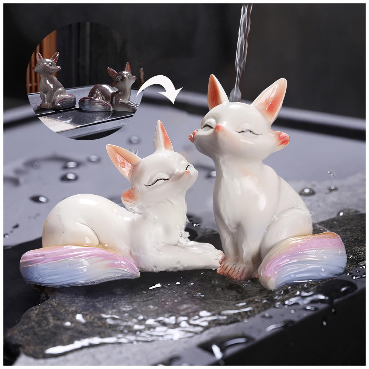 Renard en céramique pour thé chinois Kungfu, décoration de table zen et poétique