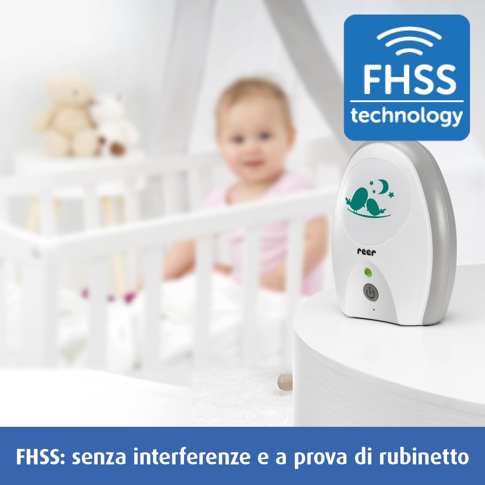Reer Baby Monitor Digitale 50040 Neo — a Prova di Bug, Basse Radiazioni, Portata 250 m