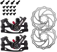 Kit De Pinça Freio A Disco Mecânico Para Bike Bicicleta 160mm Paco Com Pastilha Quadrada Aro 26-29
