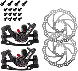 Kit De Pinça Freio A Disco Mecânico Para Bike Bicicleta 160mm Paco Com Pastilha Quadrada Aro 26-29