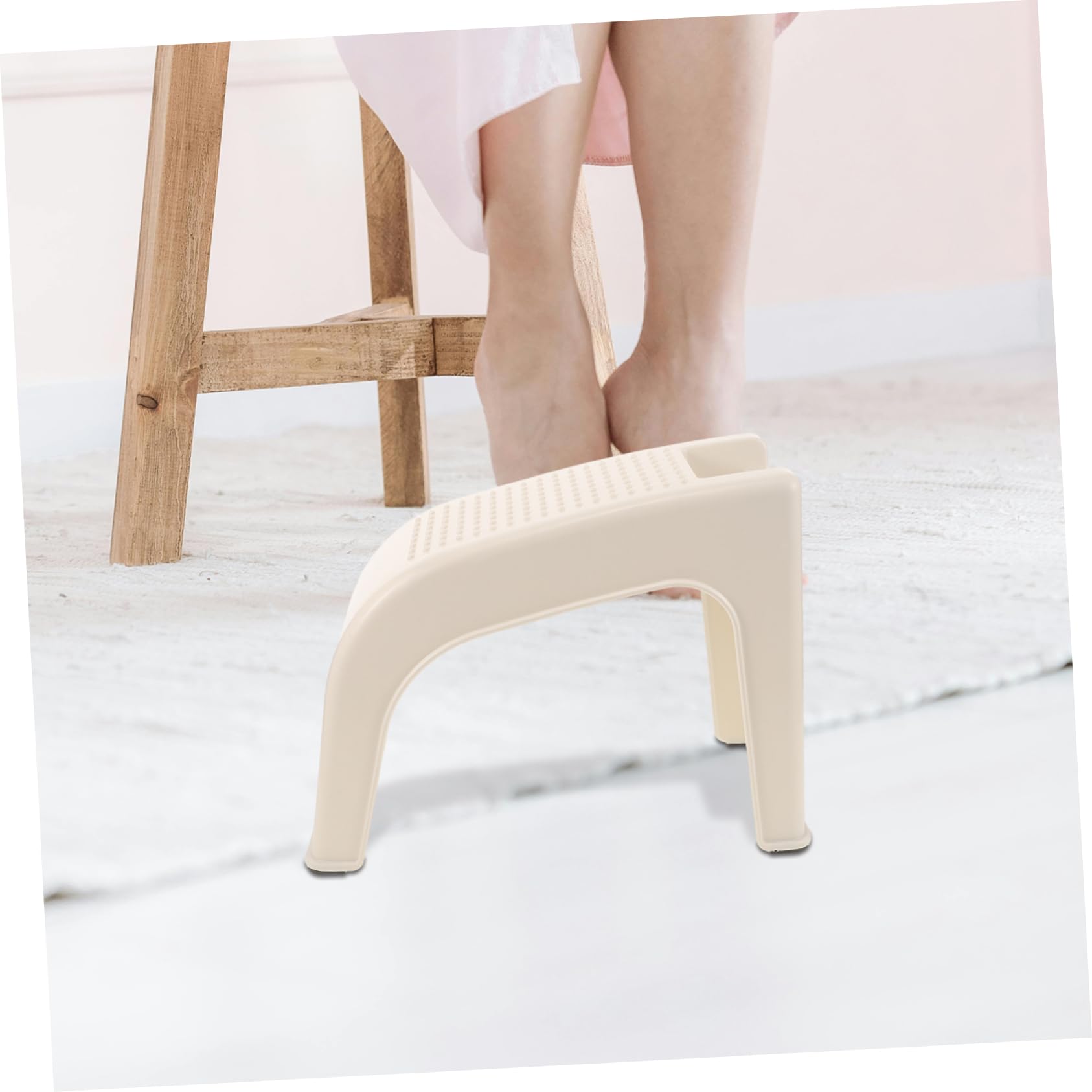 BESTYASH Marchepied en Plastique Blanc Antidérapant pour Salle de Bain, Repose-Pieds Portable et Facile à Ranger, pour Usage Commercial ou Personnel