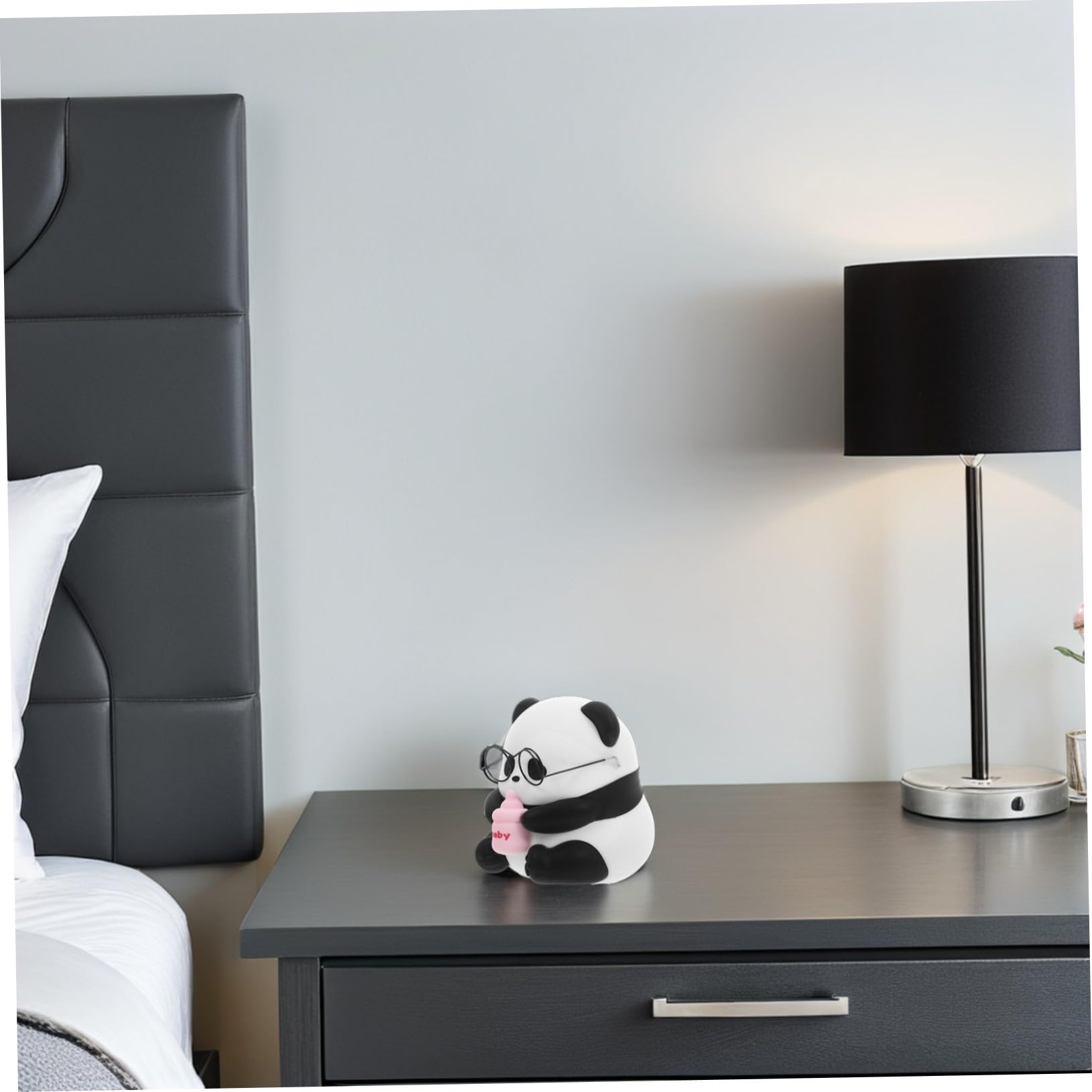Housoutil Lámpara de Noche LED Panda Sentado Negro Recargable Tacto | Abs, PC y Silicona, Cable Type-c Incluido, Diseño Adorable para Guardería y Escritorio