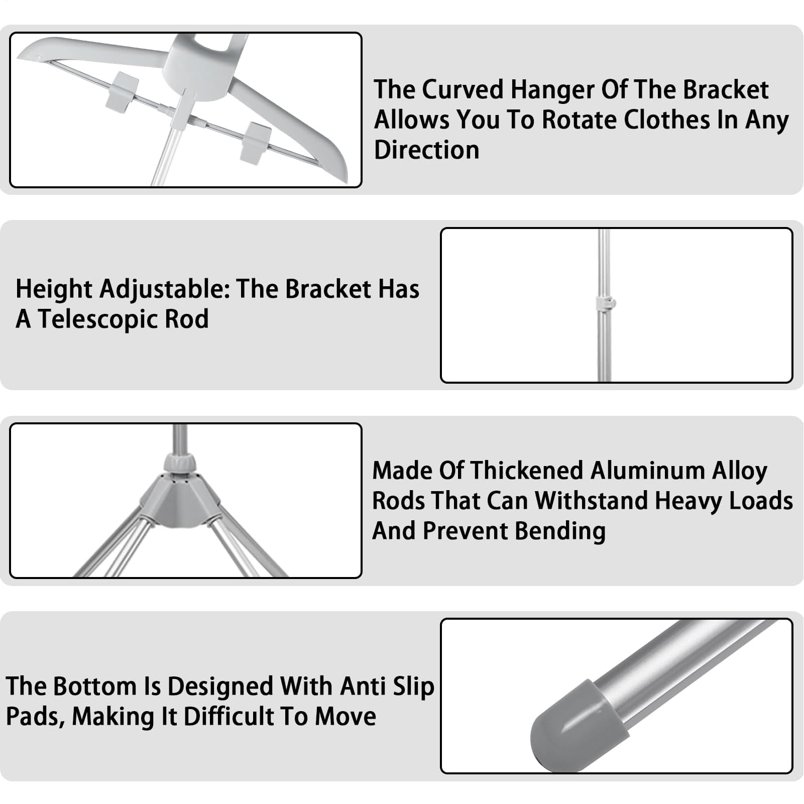 Support pour Fer à Repasser, Support trépied Portable et Robuste, antidérapant + stabilisateur Anti-Inclinaison, Aluminium chromé résistant à la Rouille, pour Magasin de vêtements, Chambre à