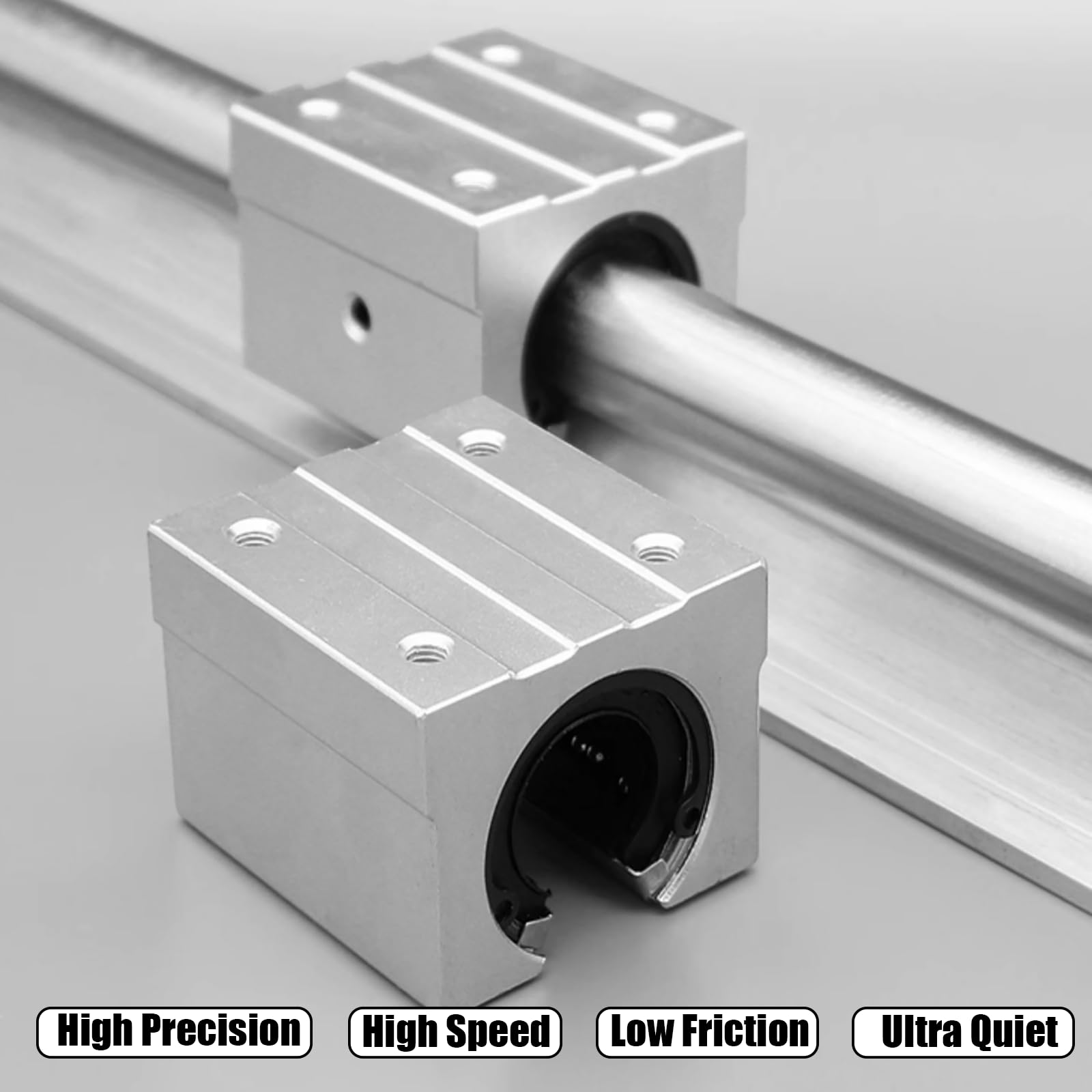 SBR10UU 4 pièces bloc coulissant à roulement à billes à mouvement linéaire, support en aluminium, siège de roulement de rail de guidage, curseur linéaire de type boîte