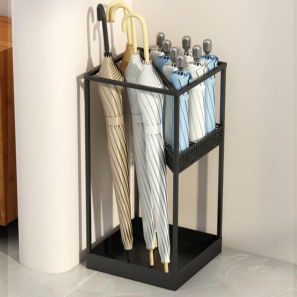 GYRAZXS Metal Umbrella Stand with Removable Drip Tray for Entryway and Corridor Organization