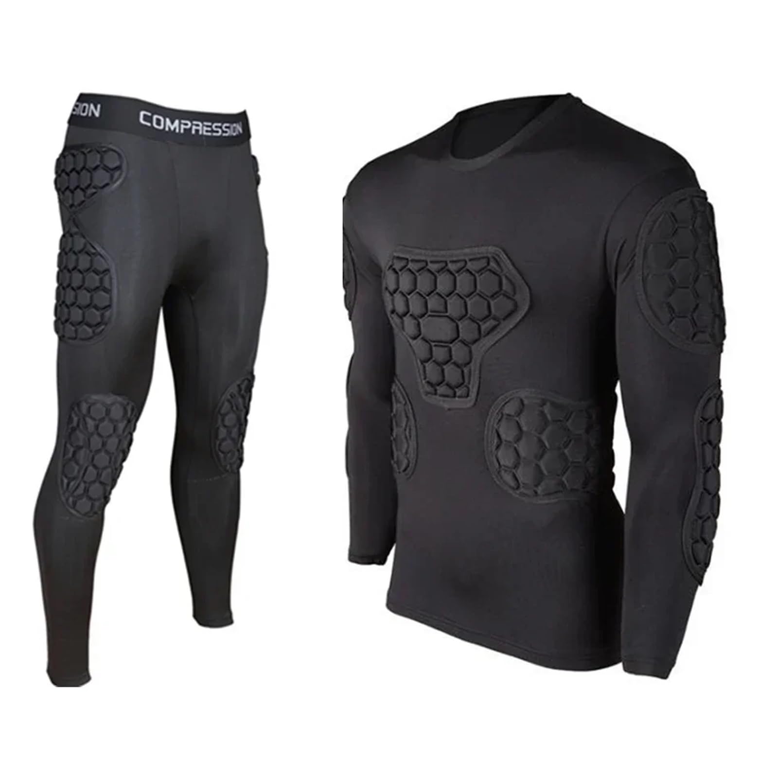 Camiseta de fútbol Acolchada Camisetas de Portero Rugby Profesional con protección, Uniforme Coderas y Rodilleras Acolchadas EVA, Pantalones Protectores