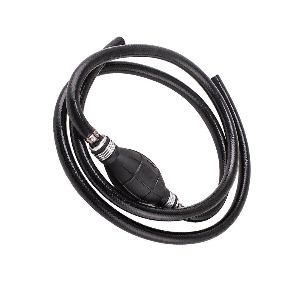 Zker 6FT Nylon Braided Marine Outboard Boat Fuel Hose Line Assembly with Primer Bulb Steel Hose Clamps for Motor RVs 3/8" black