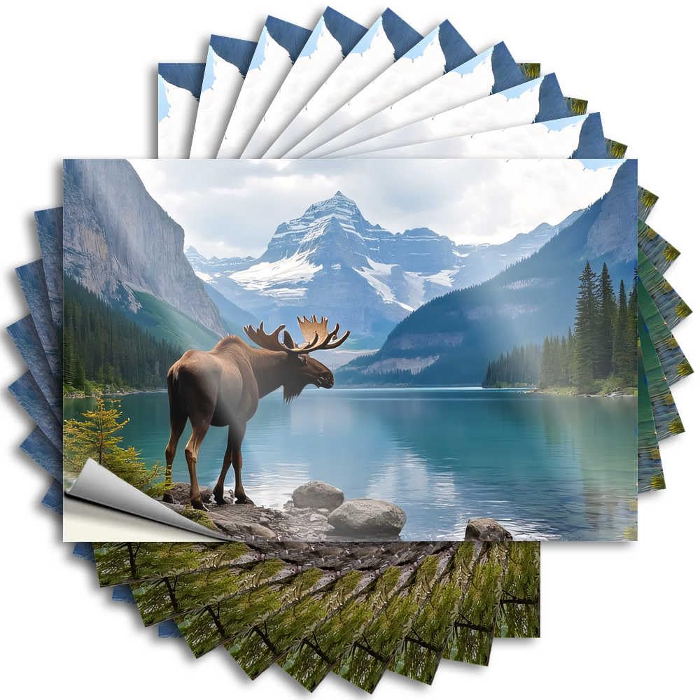 Majestic Moose By The Serene Lake Stickers Teenage Boy Room Decor | Aesthetic Hard Removable Decal Pack(6X9CM)