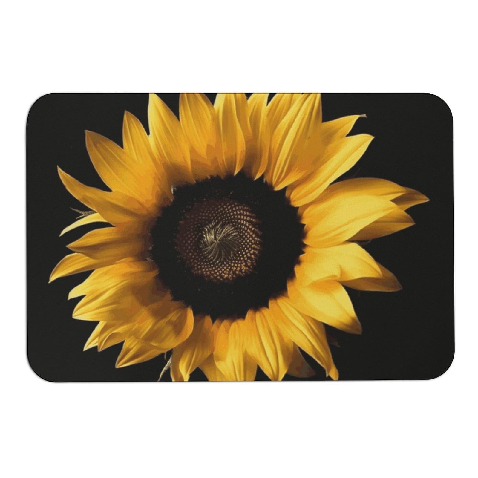 Tapis de bain tournesol noir tapis douche absorbant et antidérapant