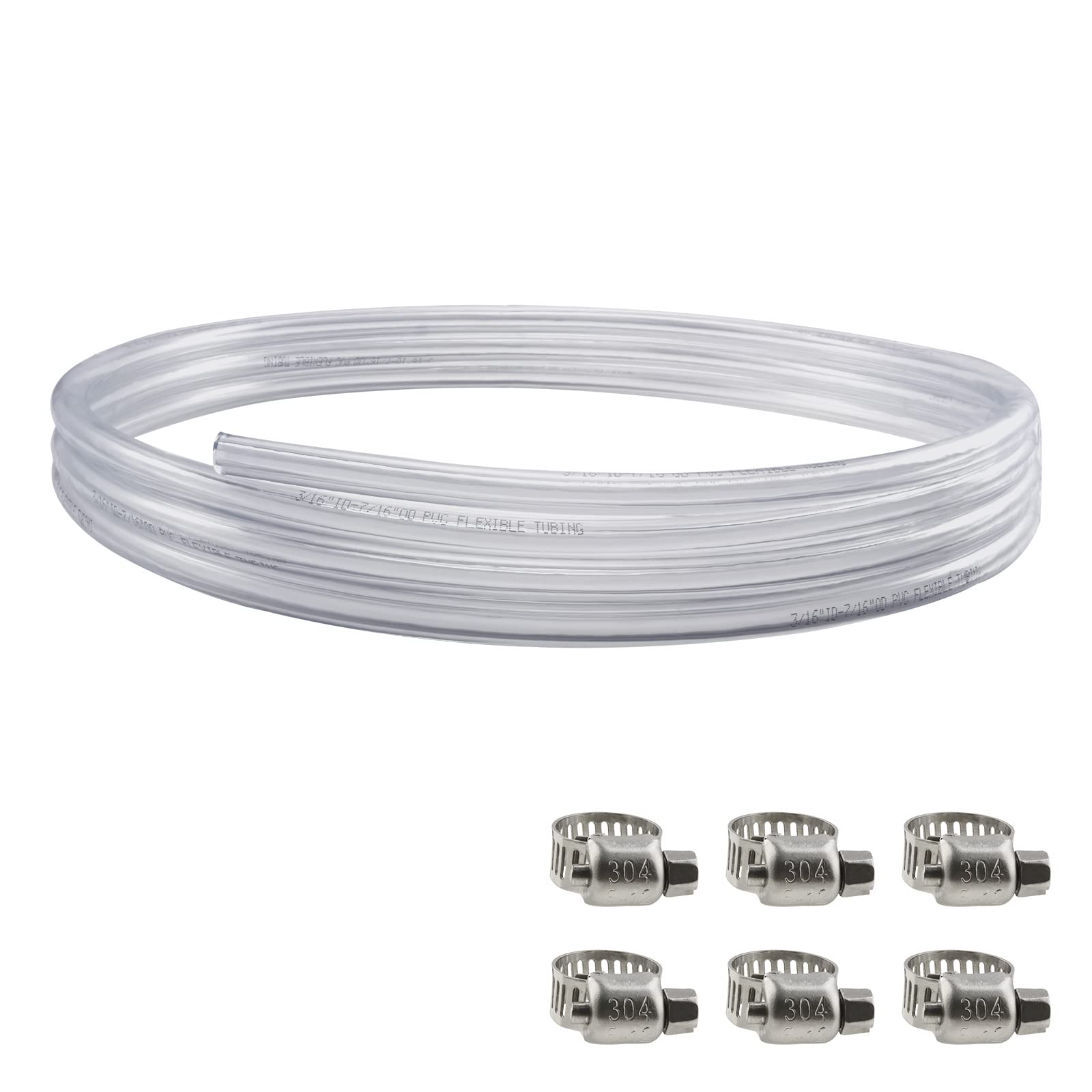 Buy 10 Feet 3/16" ID 7/16" OD Line & 6pc SS Hose Clamp, Food Grade
