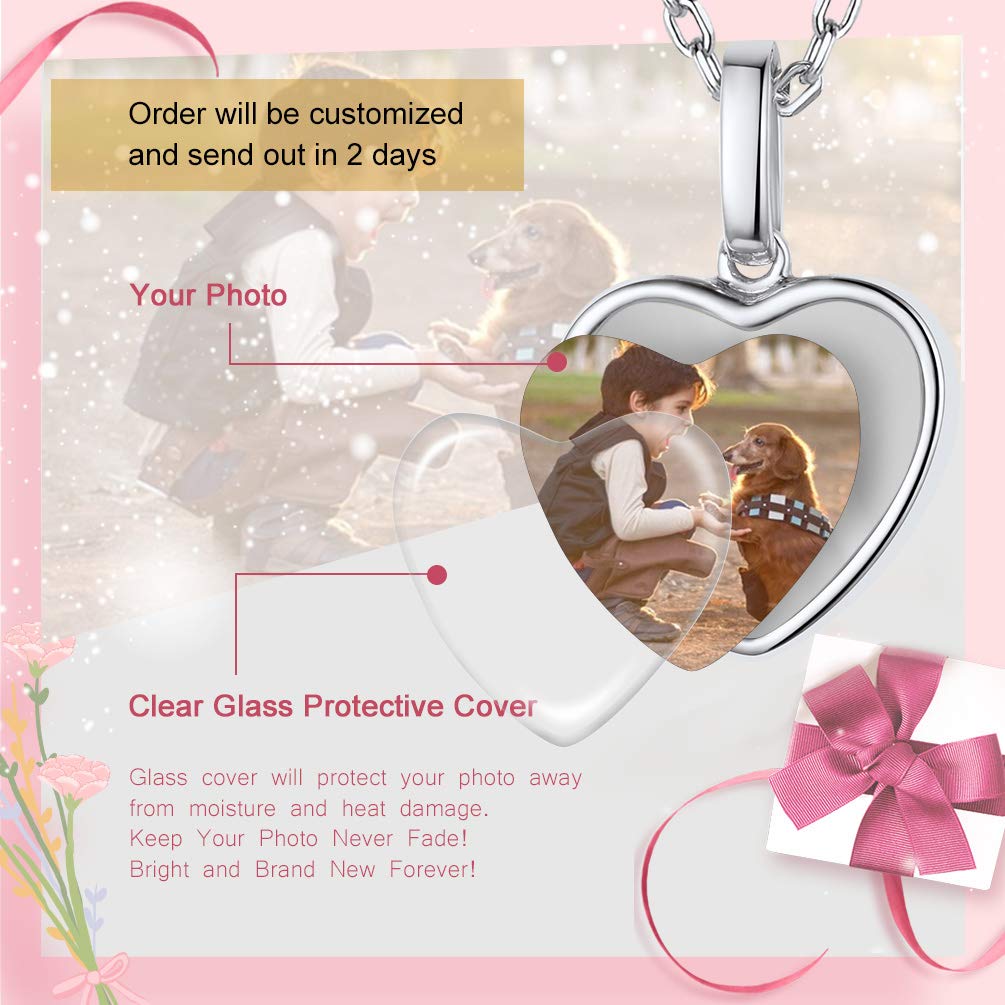 PROSILVER Ciondolo Cuore Portafoto Incisione in Argento 925 Personalizzabile con Confezione Regalo