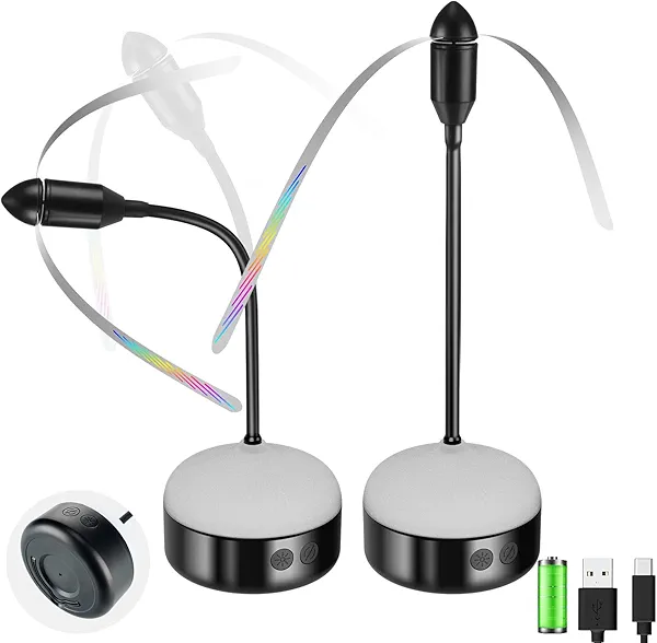 Cpvbobul 2 Pack Fly Fans for Tables Rechargeable, Indoor or Outdoor Use, Ideal for Camping, Party, Restaurant, Kitchen, and BBQ,with Tabletop and Hanging Hook Option.
