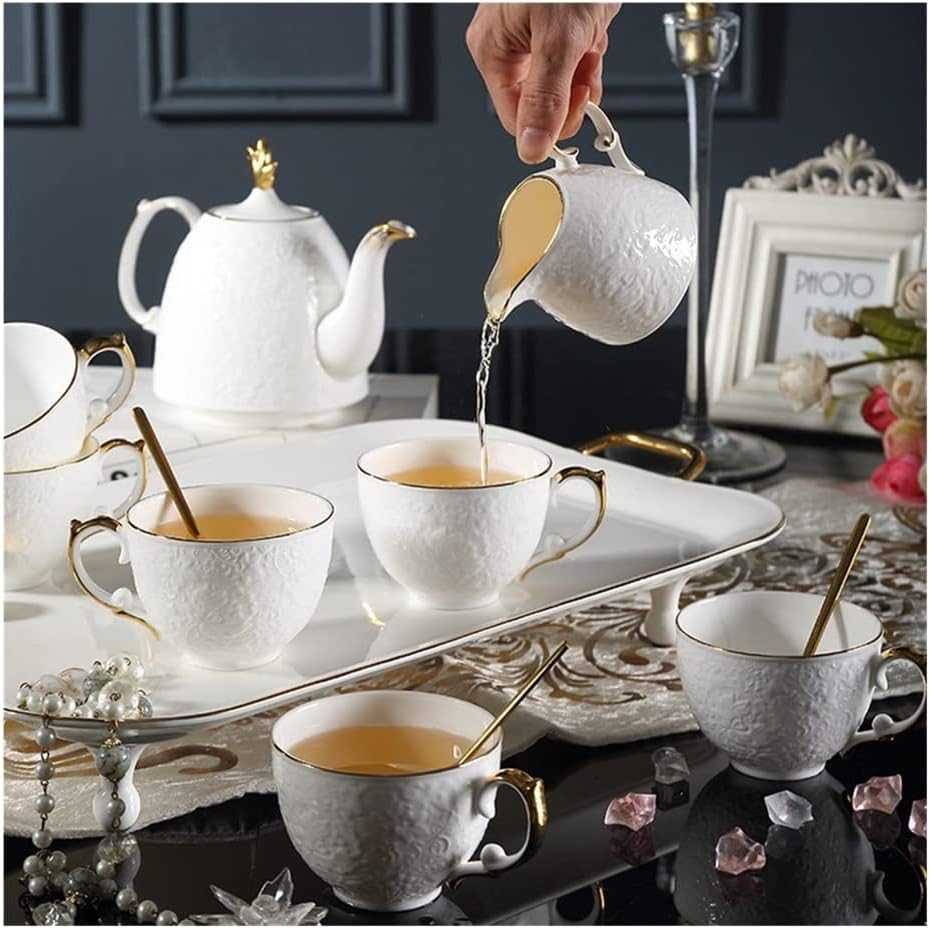 European-Style Bone China Coffee Cup, Coffee Pot, Milk Pot, Sugar Pot, Fruit Plate Set, English Afternoon Tea, Tea Pot, Tea Set, Coffee Set with Tray, Wedding Gift