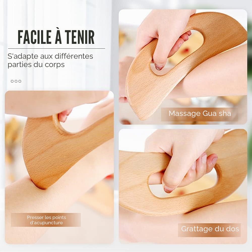 9 en 1 Outils de massage thérapeutique du bois pour façonner le corps, kit pour le drainage lymphatique anti-cellulite, ensemble de rouleaux de massage incurvés en bois pour jambes et