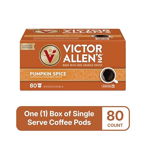 Miniatura 3 de Victor Allen's Coffee Pumpkin Spice Flavored - Café con sabor a calabaza especiada, tostado medio, 80 unidades, cápsulas de café de una sola porción