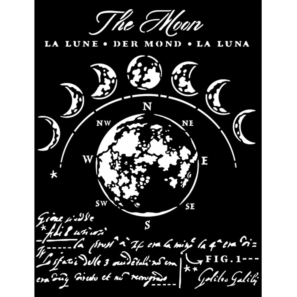 Stamperia Transparent International Thick Stencil-Cosmos Infinity-The Moon, 20 X 25Cm