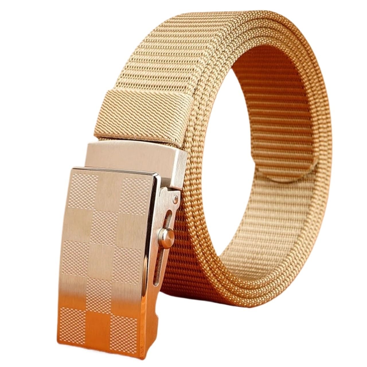 Cintura Uomo 1 Pezzo di Nylon Casual con Fibbia in Acciaio Inossidabile Cintura Regolabile da Uomo Cintura da Viaggio all'aperto Cinture in Vita Vintage for Jeans per Jeans(Khaki)