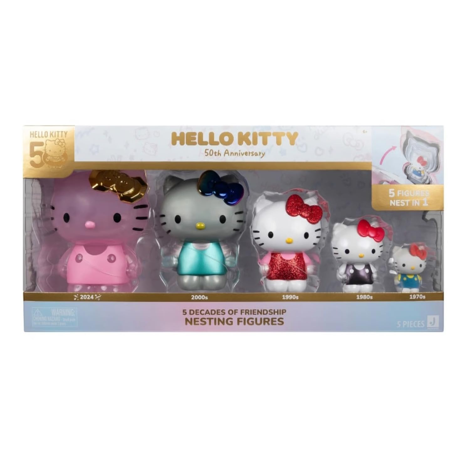 SUNNY, Hello Kitty, Pacote de 5 Figuras, Sanrio, Especial 50 Anos