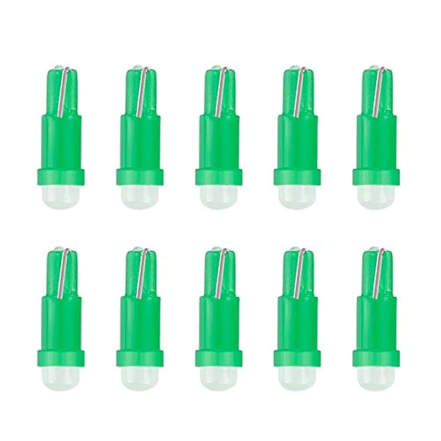 10 PCS Car Interior T5 12V LED 1 SMD Dashboard Wedge Car Light Bulb Lamp (Pack of 10, Green)